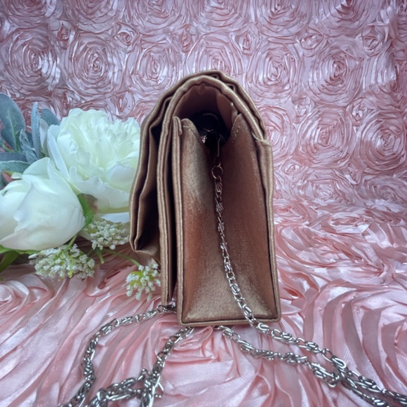 Bijoux Terner Mocha Colored Satin Evening Bag with Bow and Sparkly Details - Picture 7 of 17